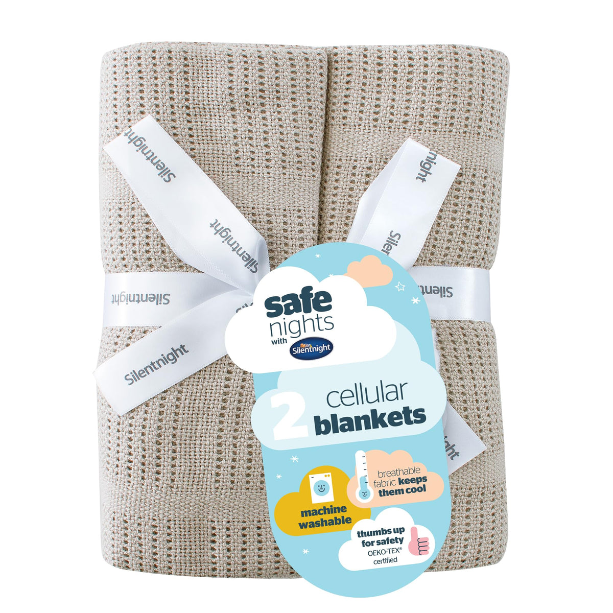 Silentnight Safe Nights Baby Blanket - Pack of 2 Soft 100% Cotton Cellular Baby Blanket for Newborn Ideal for Cot, Crib, Moses Basket and Pram - Baby Essentials - 2 Pack - Pink