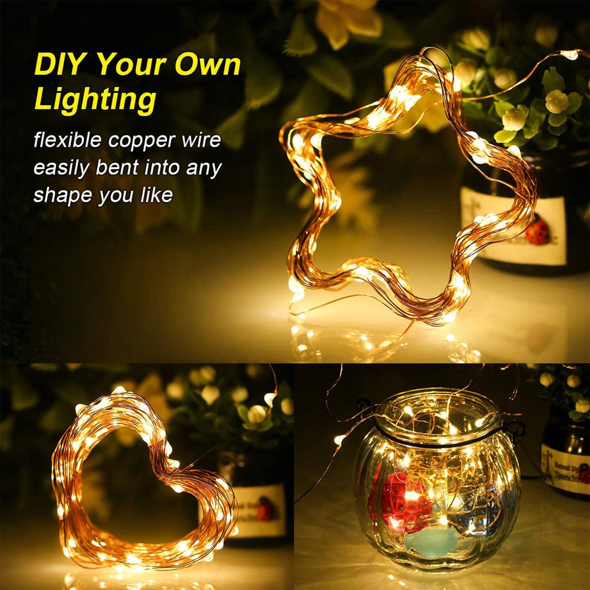 Lezonic 2Pack Solar String Lights Waterproof,12M/40Ft 120LED Garden Lights