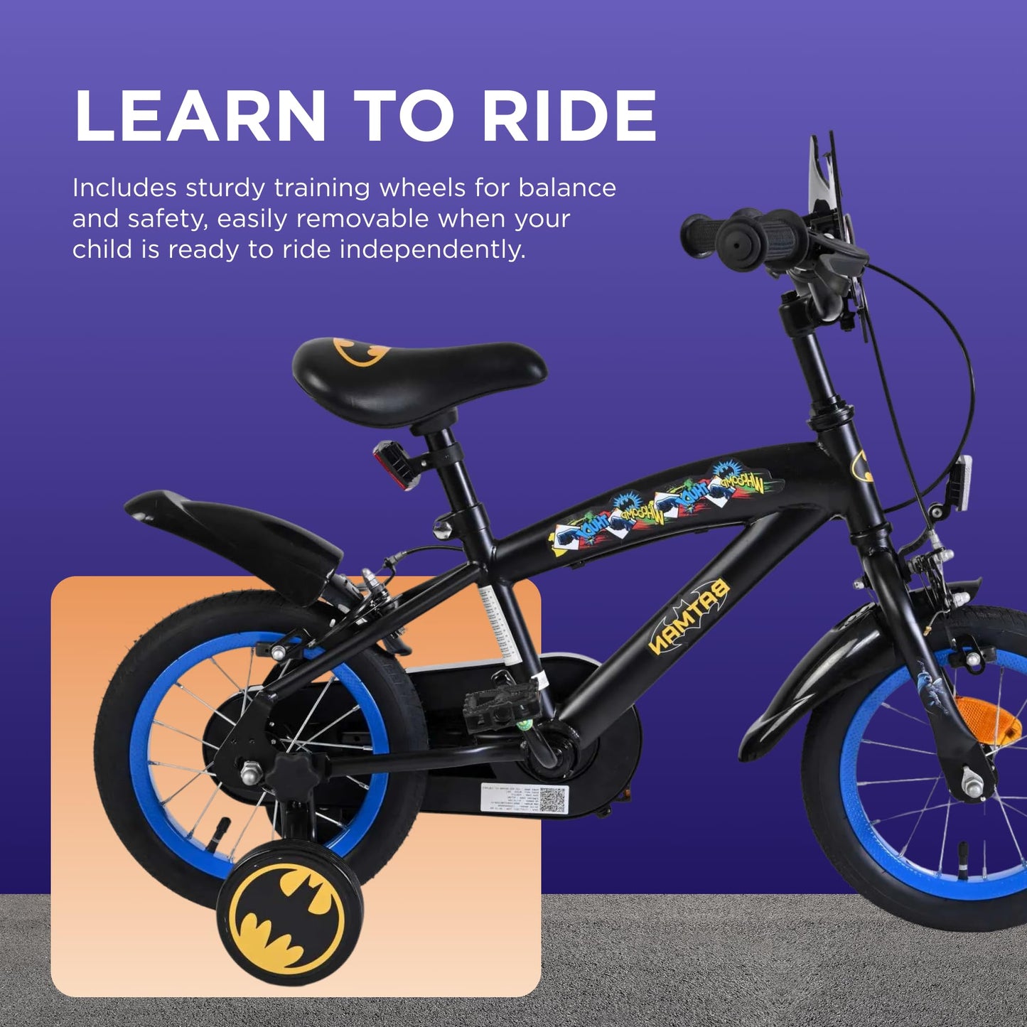 Volare Official Marvel Spider-Man Kids Bike 12" with Stabilisers — Ages 3-4