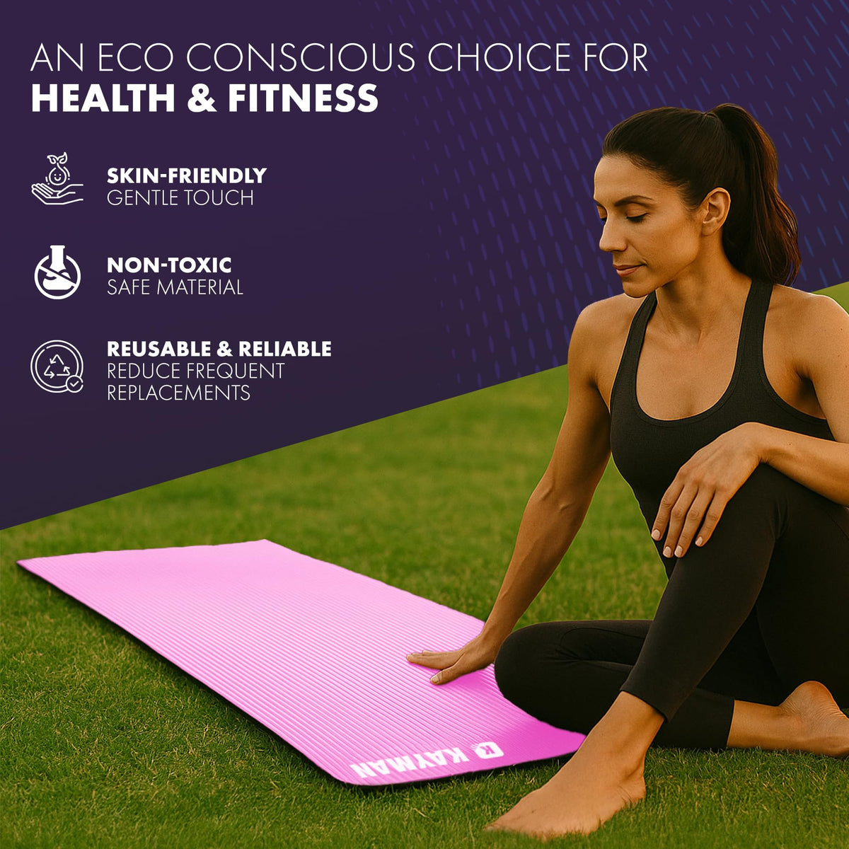 KAYMAN Yoga Mat - Non-Slip Extra Thick 8mm NBR Foam, Exercise Mat, 180x60cm