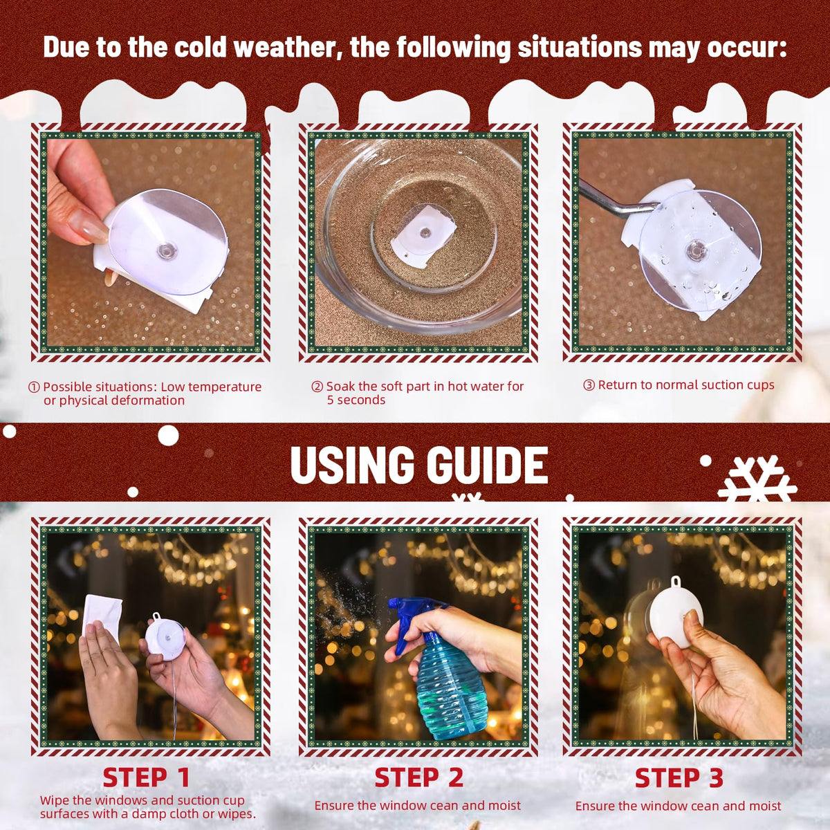 LYUBASA 5Pack Christmas Window Lights Decorations with Timer,Battery Powered Christmas Hanging White Lighted Snowflake Shaped LED Sucker for Xmas Tree Fireplace Indoor Decor