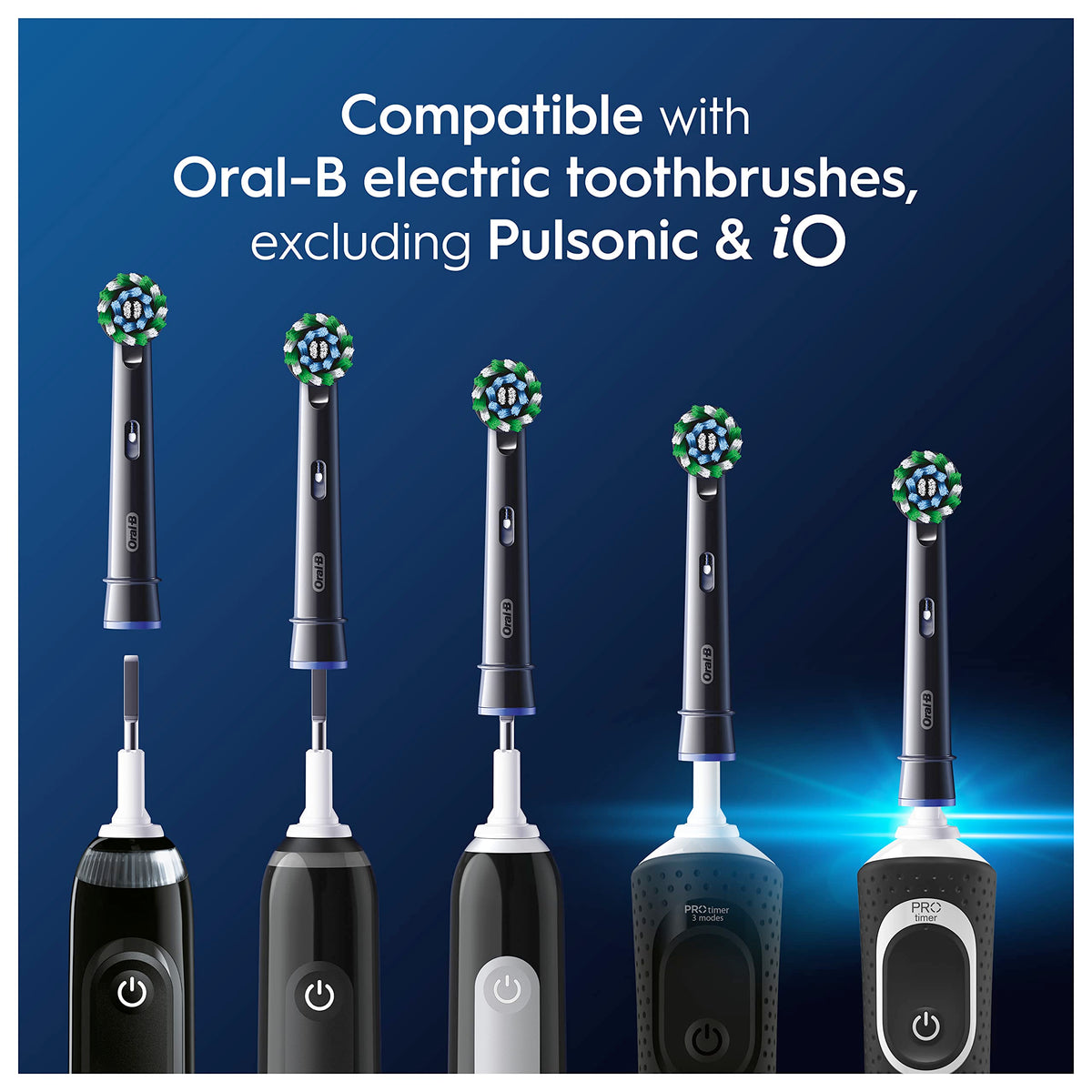 Oral-B Pro Cross Action Electric Toothbrush Heads, 4 Count, Black
