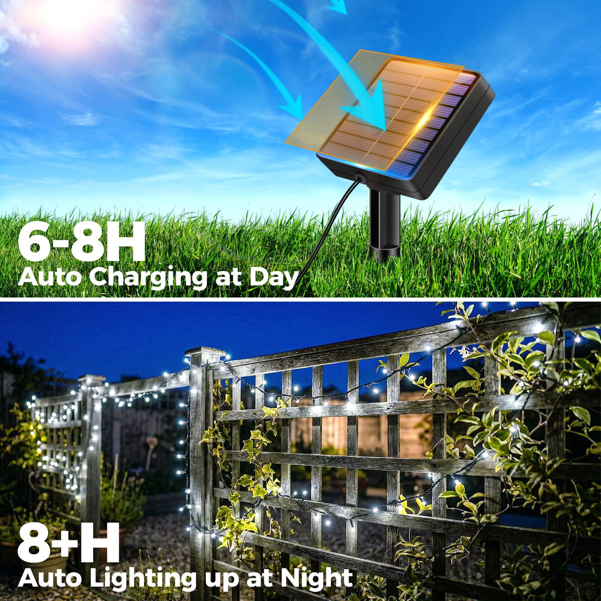 Solar Lights Outdoor Garden String, 6M/20FT 60 LED Solar Fairy Light