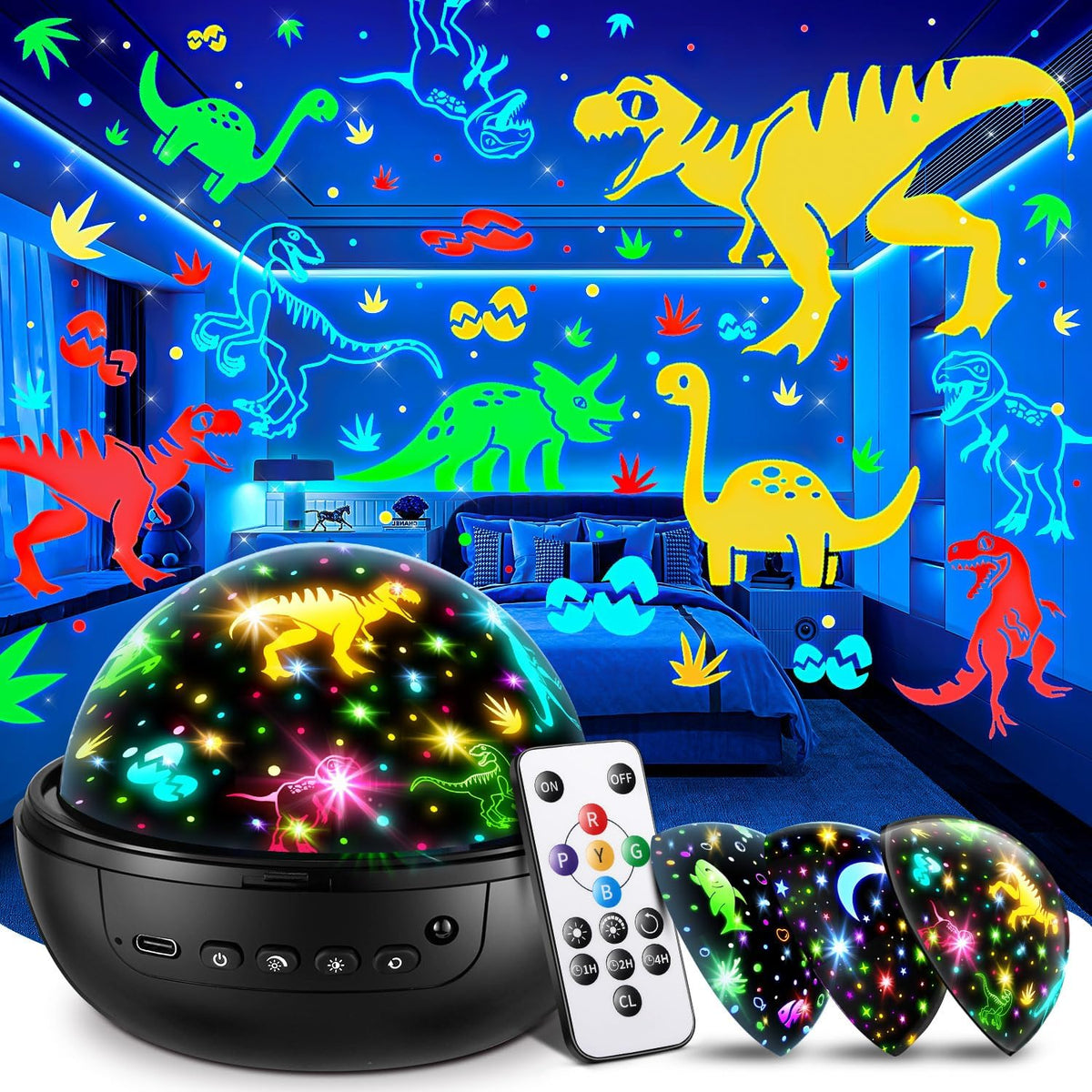Dinosaur Toys for Boys,3HD Films Night Light Projector,31 Colors Boy Toys