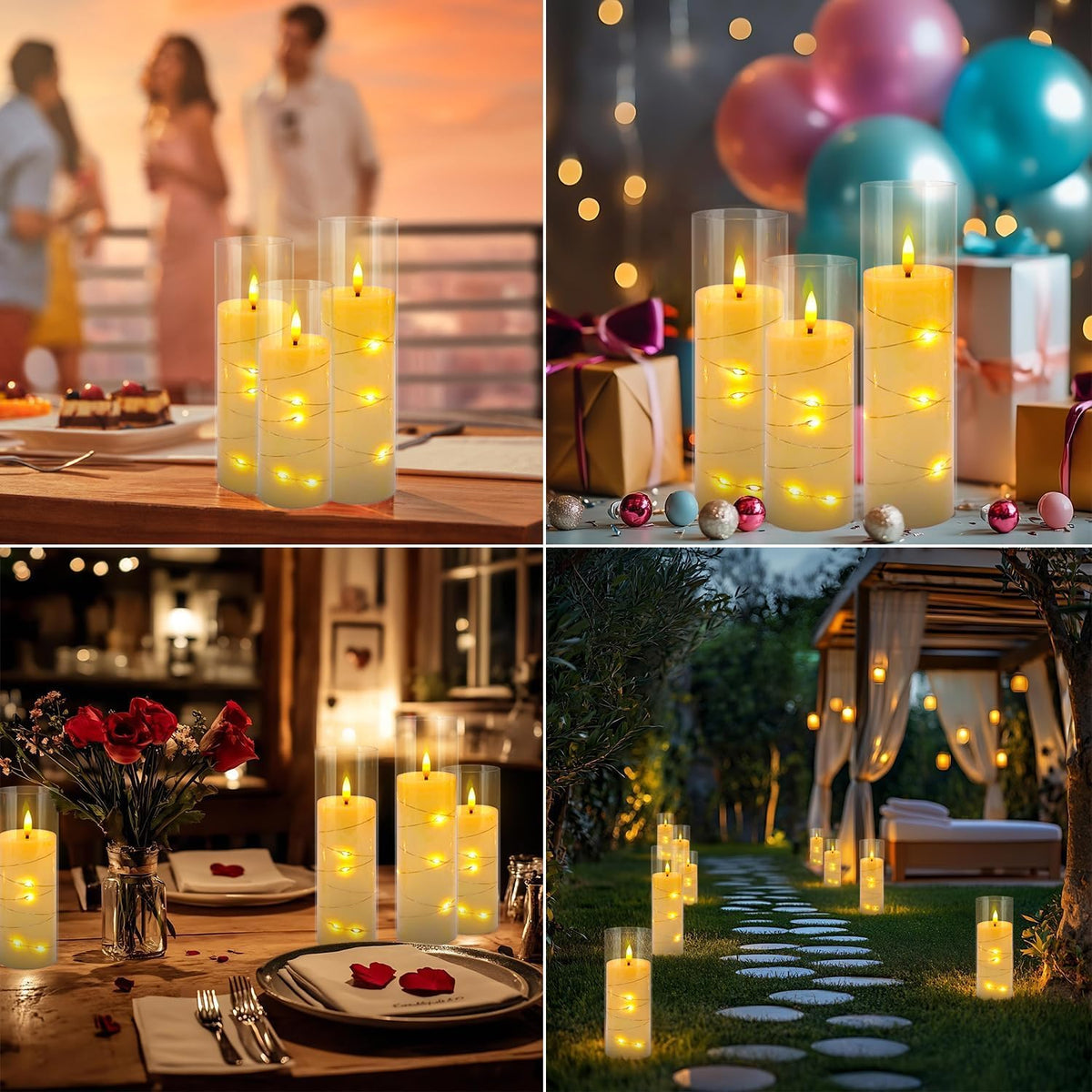 LIVEN Flickering Flameless Candles Battery Operated with Remote,Led Pillar Candles with Realistic Moving Wick Candles for Halloween,Christmas,Home Decor Pack of 12 (D2.2 xH 5" 6" 7")(White)