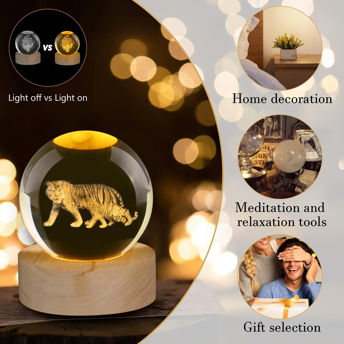 Glass Christmas Reindeer 3D Crystal Ball Christmas Ornaments
