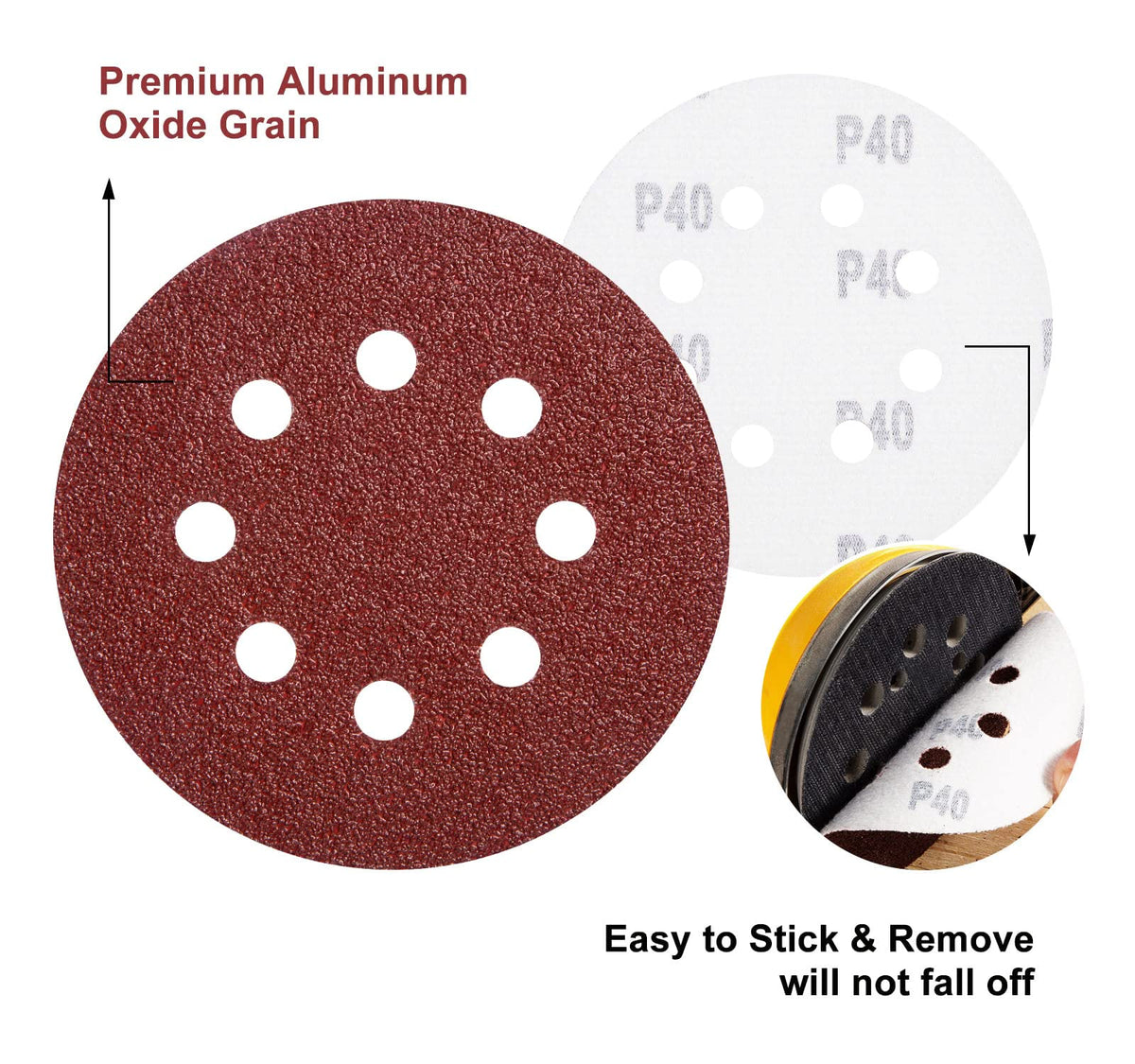 SATC Sanding Discs 150 Grit 110PCS Orbital Sander Discs 125mm Hook and Loop Round Orbital Sander Pads for Sanding