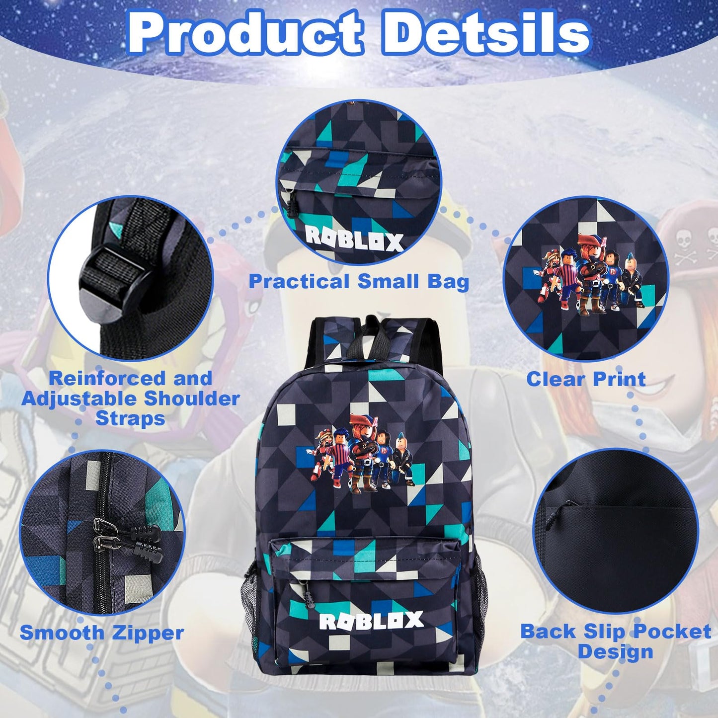 yumcute De-mn Backpack Kids, Teen Game School Bags, Children Primary Schoolbag, Children's School Backpack, 17 Inch Large Capacity Travel Rucksack Waterproof Boys Girls Book Bags for Aged 3-12 Years