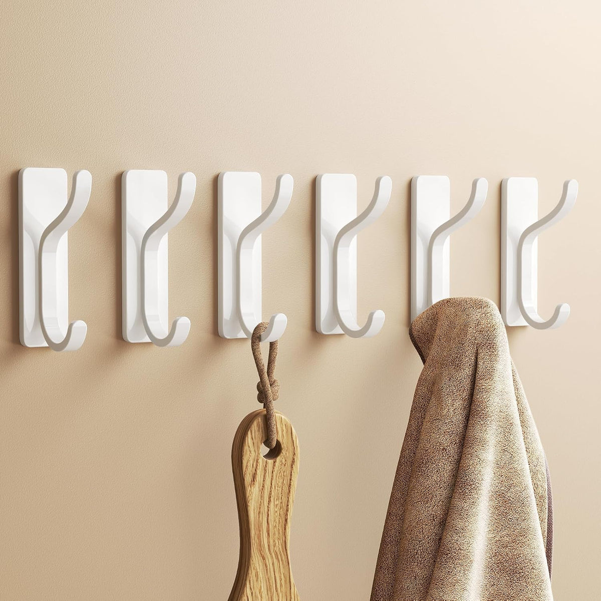 pickpiff Self Adhesive Hooks for Coat,8KG Stick-On Wall Hooks, Black 4 Pack