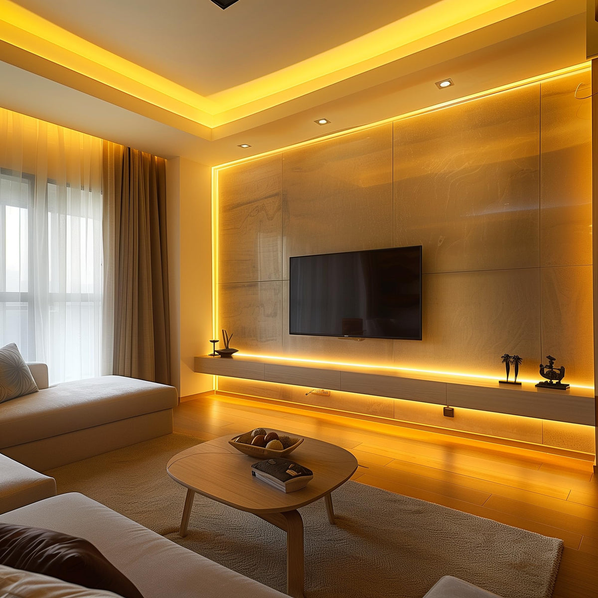 COB LED Strip 7.5m Warm White, 3000K, 24V, Remote Control, 8mm Wide