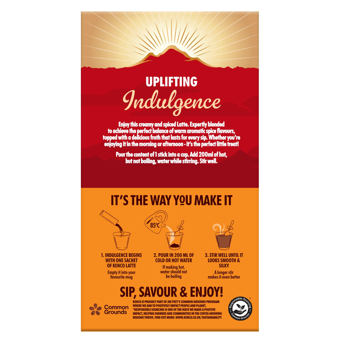 Kenco Iced Hot Salted Caramel Latte Sachets x8 (Pack of 5, Total 40 Sachets)