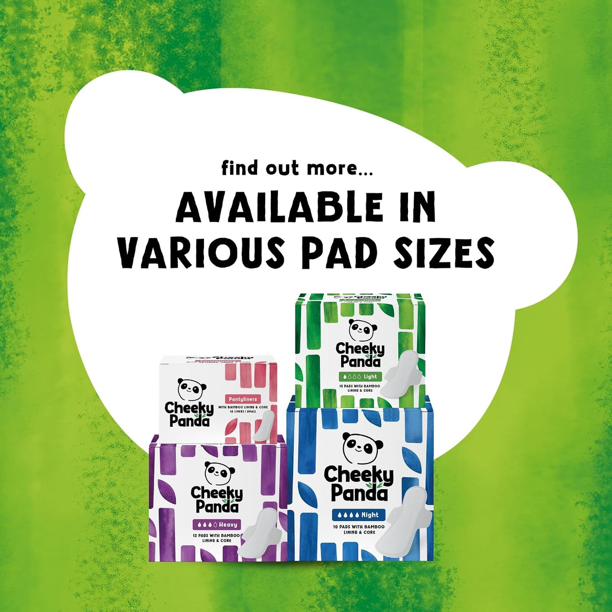 The Cheeky Panda Organic Sanitary Towels for Women – Heavy Flow – 12 Organic Pads Per Pack - with Bamboo Pads and Core