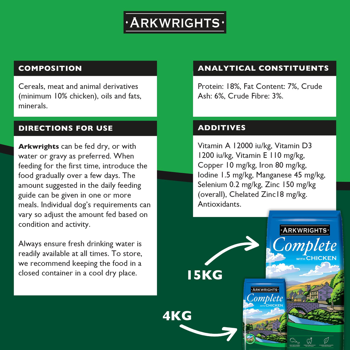 Arkwrights Complete with Beef Dry Dog Food 15kg - Complete Nutrition for Working and Sporting Adult Dogs - Healthy, Nutritious Dry Dog Biscuits