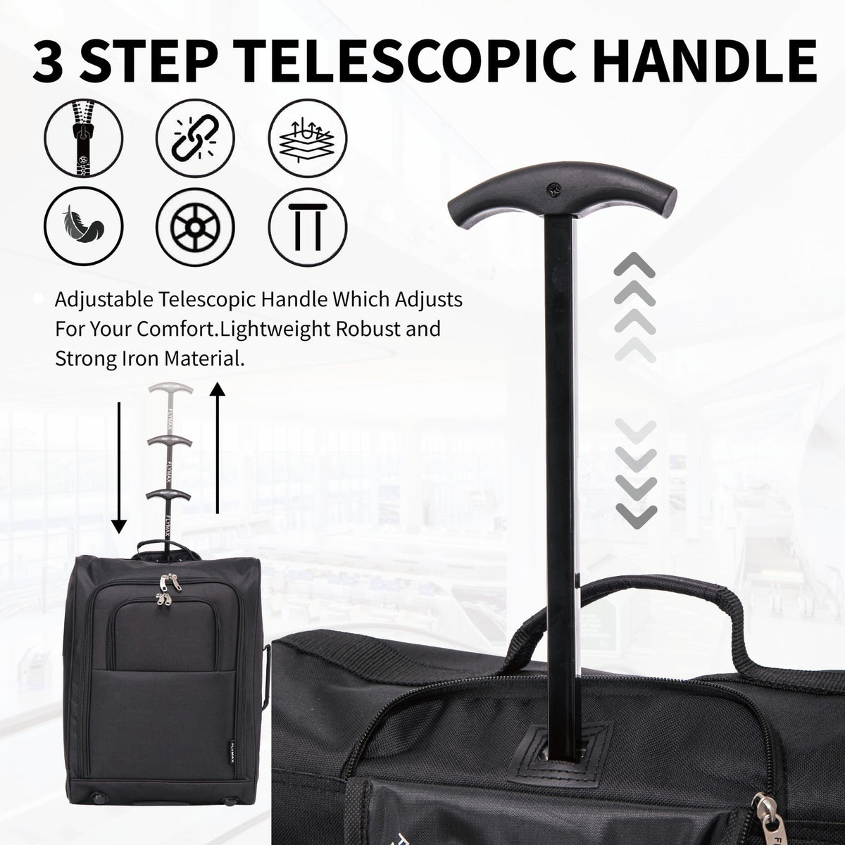 Easyjet 45x36x20 Carry on Suitcase Approved Underseat Cabin Bag Case Lightweight Hand Luggage 1.3kg 33L Black