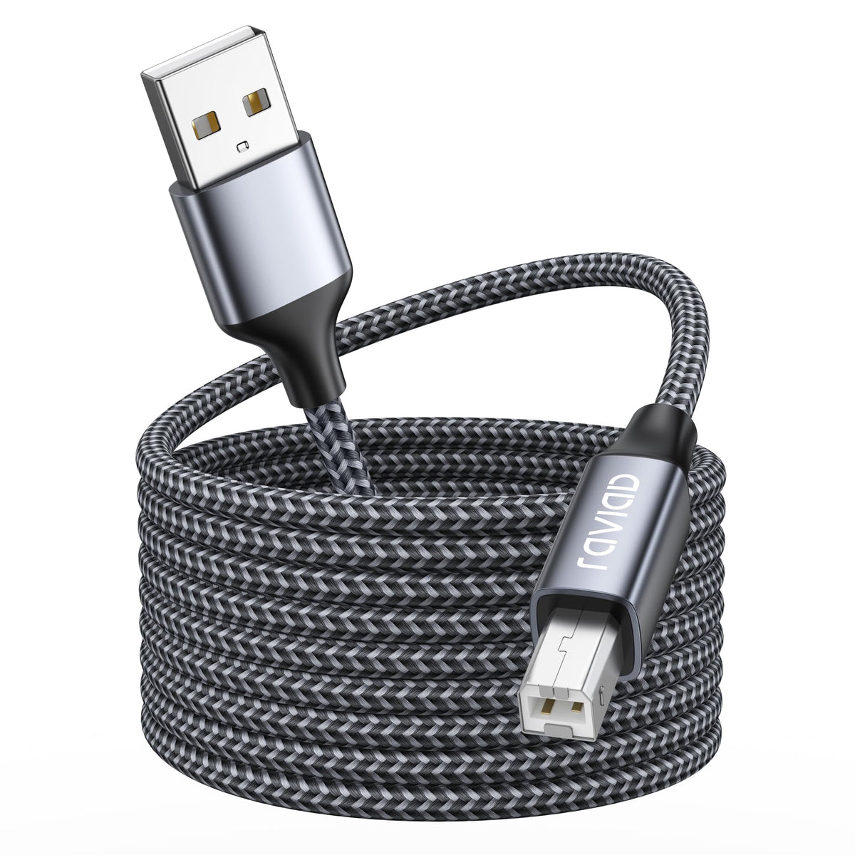RAVIAD USB Printer Cable 2M, USB 2.0 Type A Male to B Male Nylon Braided