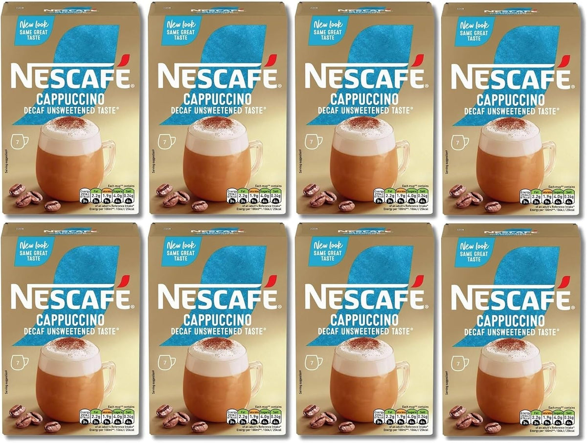 NESCAFÉ Cappuccino Decaffeinated Unsweetened Coffee Sachets x7