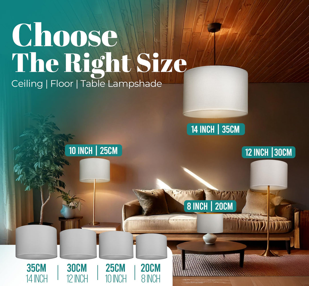 GIGGI Fabric Lamp Shades, 10" Beige Lampshades for Ceiling Lights, Table Lamps & Floor Lamps, Easy Fit Pendant Light Shade Ceiling for Living Room, Bedroom, Kitchen, Hallway, Office & Home Décor