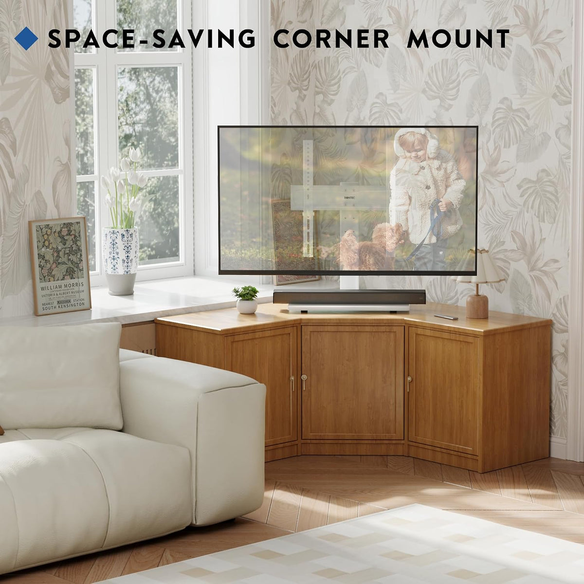 BONTEC Universal TV Stand for 24-60 Inch TVs, Height Adjustable, 45 kg