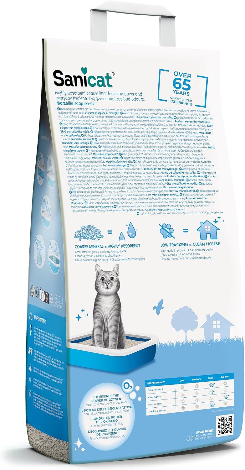 Sanicat - Classic Marseille soap scented cat litter Fast absorption product for your pet’s hygiene | No dust | Keep Your Home Clean | 10L capacity