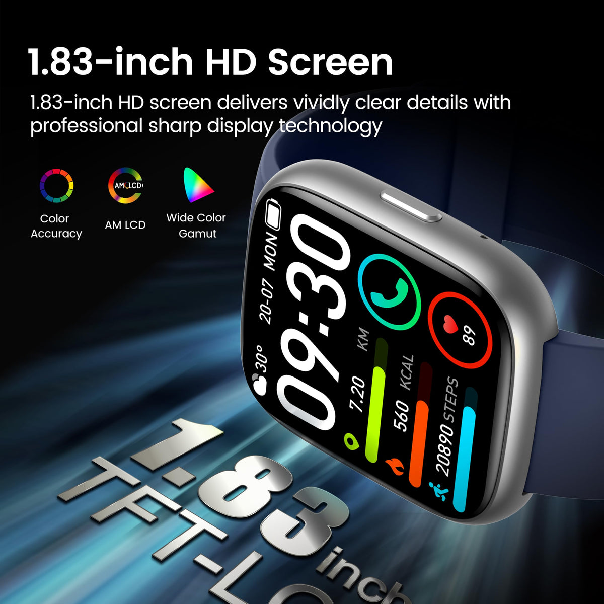 Cillso Smart Watch, Alexa Built-in, 1.83" Bluetooth Calling Fitness Watch