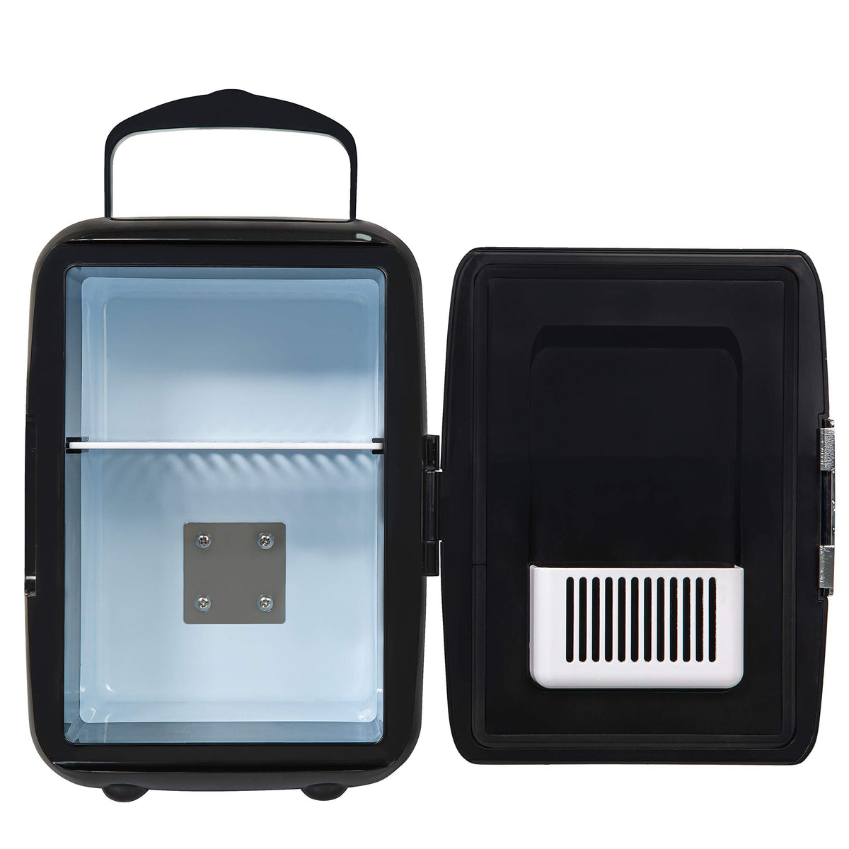 Russell Hobbs RH4CLR1001 4L/6 Can Portable Mini Cooler & Warmer for Drinks, Cosmetics/Makeup/Skincare, AC/DC Power, Retro Style, White, For Bedroom, Home, Caravan, Car