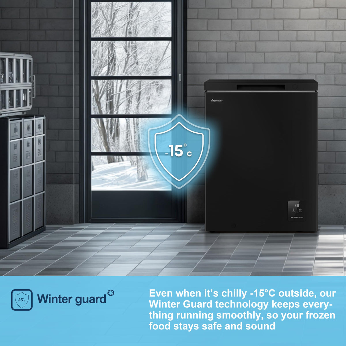 Fridgemaster White Chest Freezer, 97L Capacity, MCF100E， Freestanding, Mechanical Control, Winter Guard (-15°C), Low Noise 38dB, Basket Storage 858 (H) x 578 (W) x 444 (D) mm