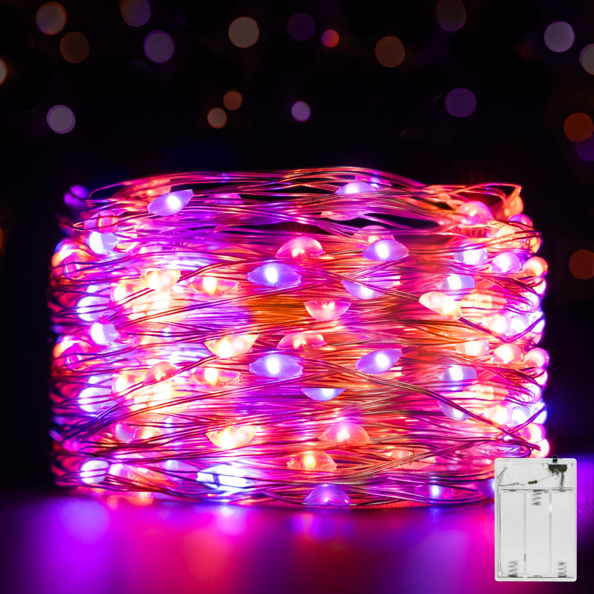 Ollny 10m 100LED Red Fairy Lights Battery Operated,Copper Wire String Light