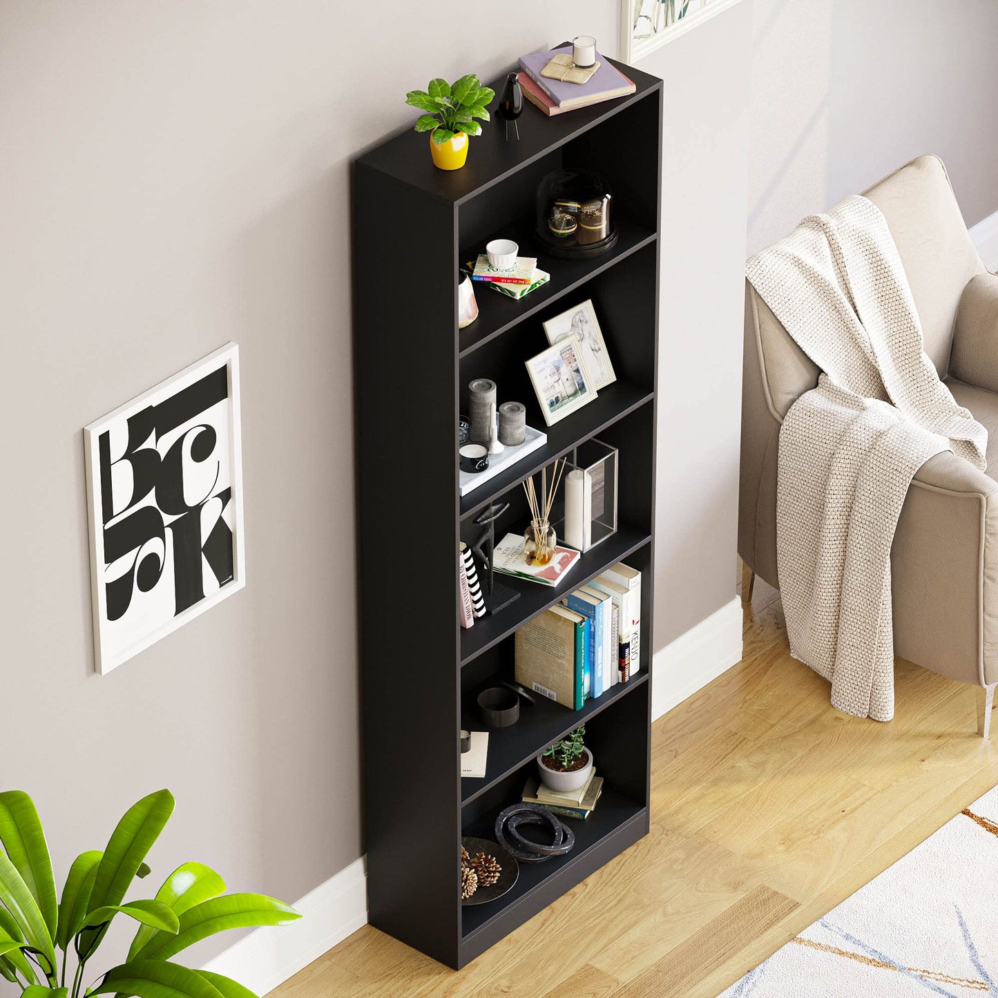 Vida Designs Cambridge 3 Tier Low Bookcase, White Wooden Shelving Display Storage Unit Office Living Room Furniture