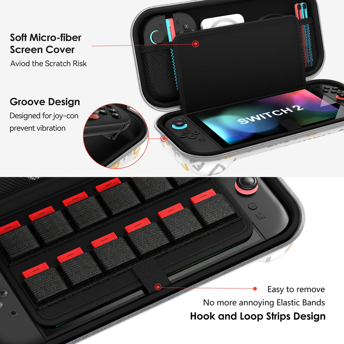 ivoler Carry Case for Nintendo Switch 2 (2025 Model) – Protective Portable Hard Shell Pouch Carrying Travel Game Bag for Nintendo Switch 2 Accessories Holds 12 Game Cartridge– Black