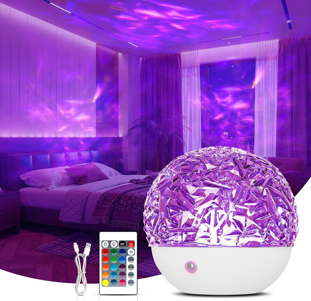 Fokky Sensory Night Light - 16 Colors Ocean Wave Bedside Lamp