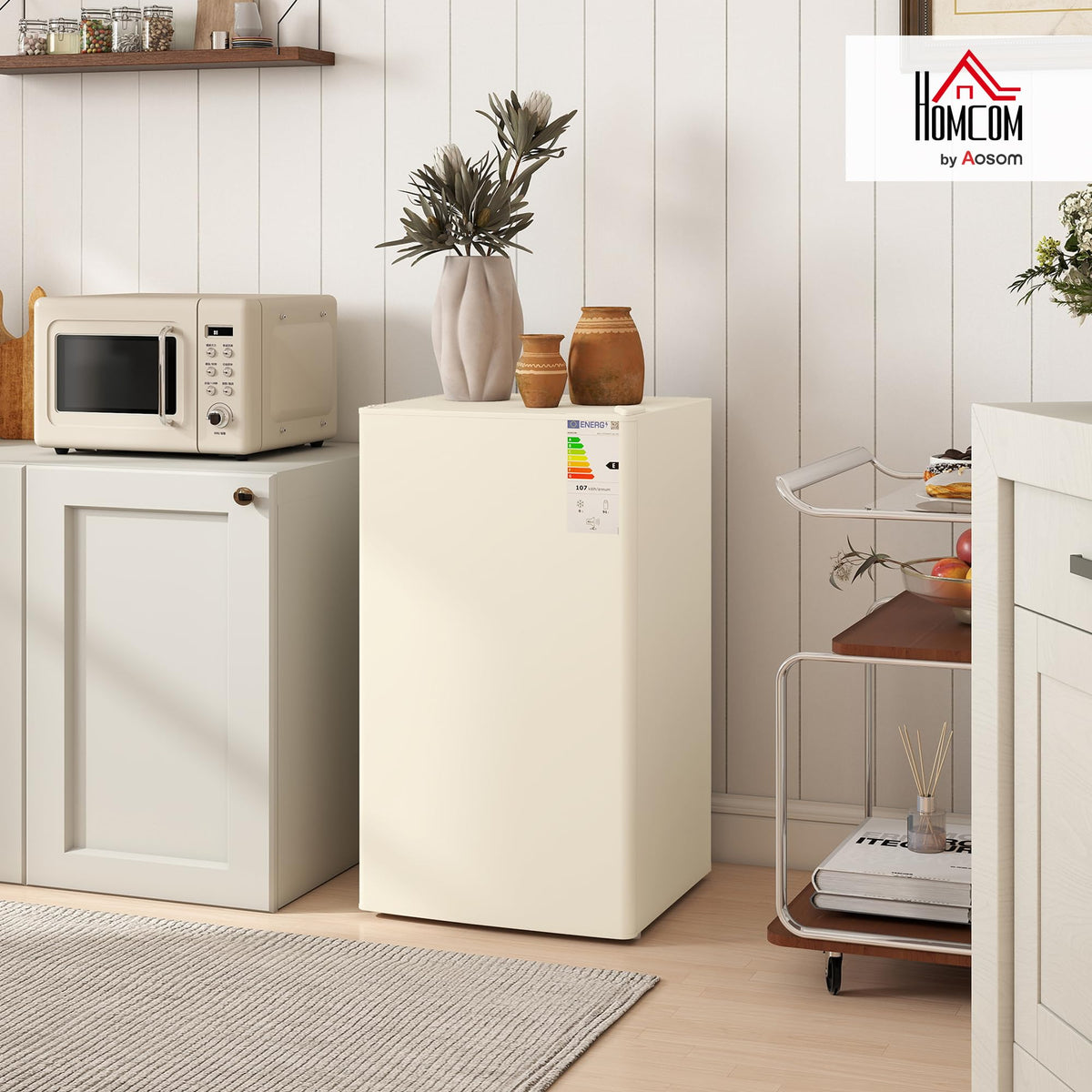 HOMCOM Under Counter Fridge 91L Small Fridge with Chiller Box Silver Tone