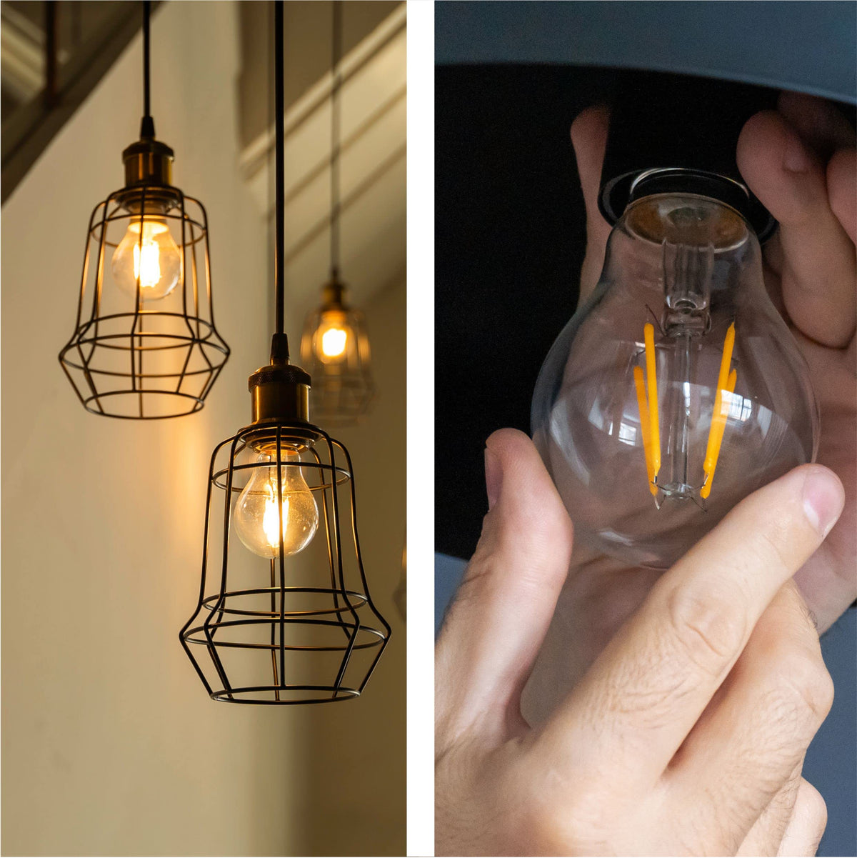 TEKLED® A60 Filament Vintage LED Bulbs | E27 Edison Screw | Energy Saving 6.5W Light Bulb 60W Equivalent | DIMMABLE Clear 2700K 806LM | 2-Pack | Warm White