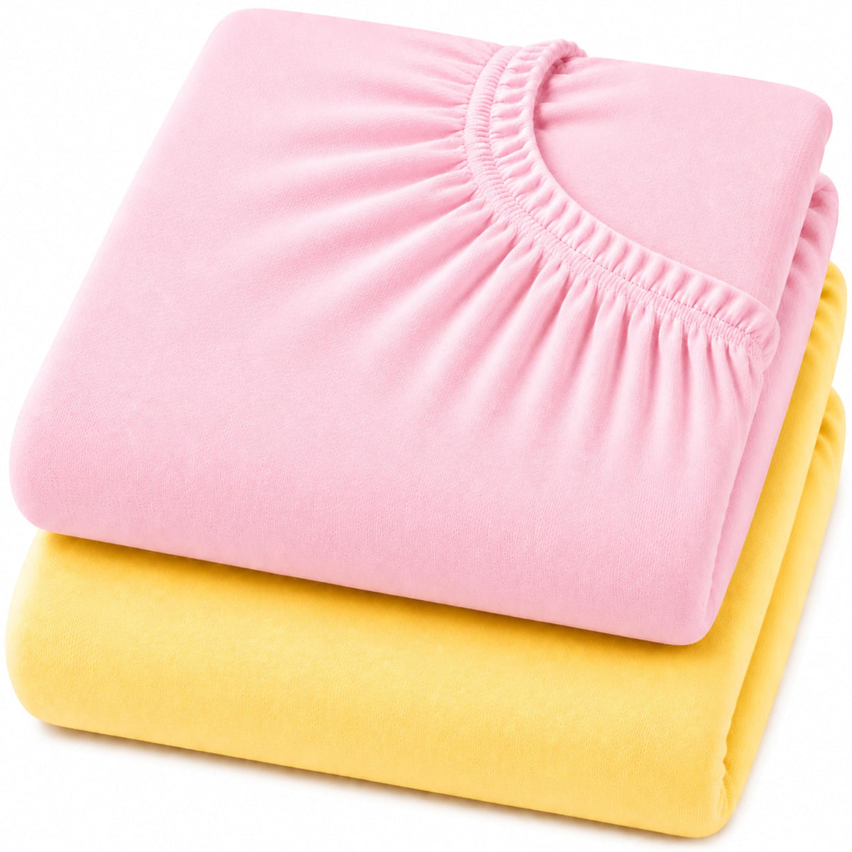 Dudu N Girlie Bedside Crib Sheets 85x51cm – Pink, 2 Pack, Soft Jersey Cotton Fitted Bedding for Co Sleeper & Baby Cribs