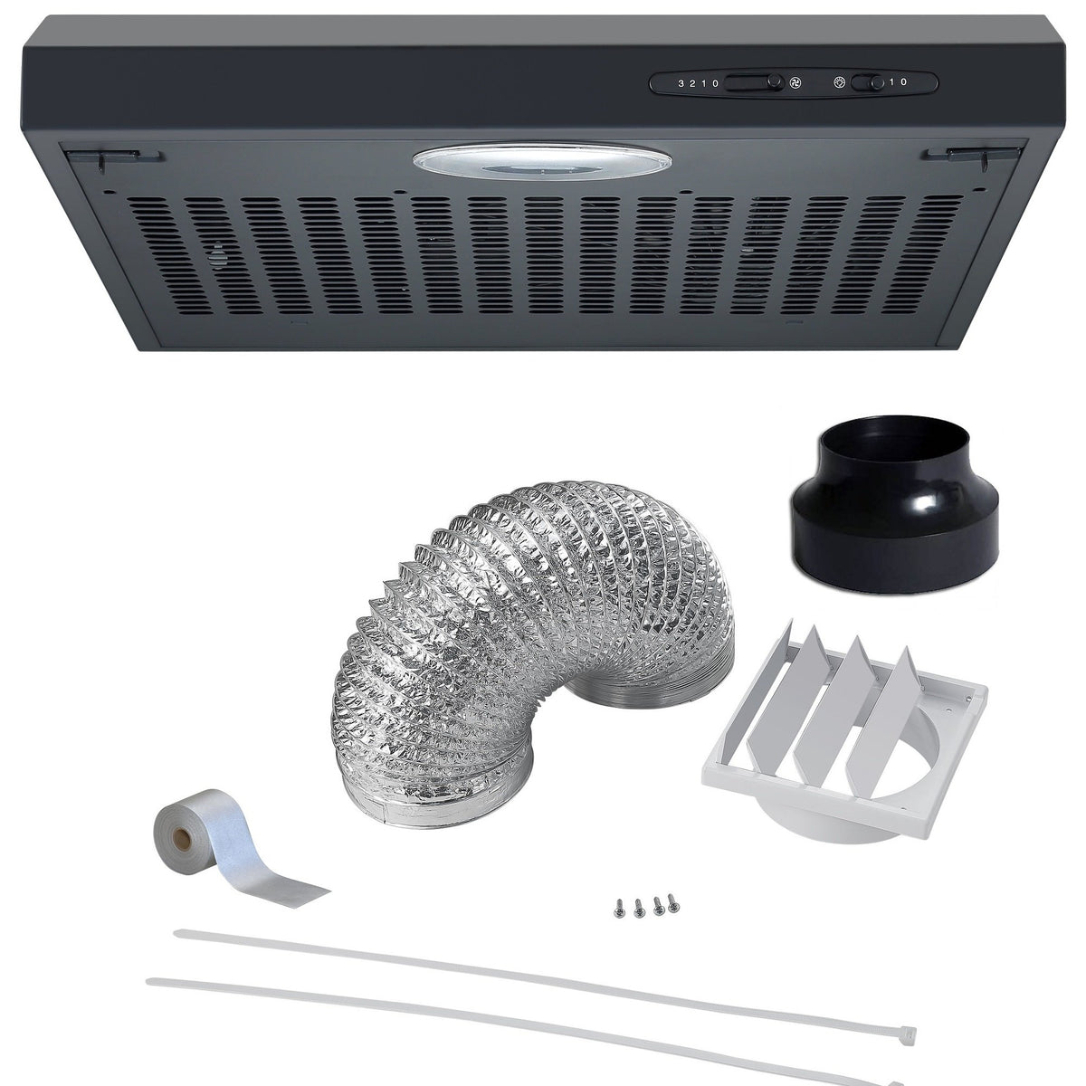 Cookology 50cm Wall Visor Cooker Hood + Ducting Kit - Stainless Steel
