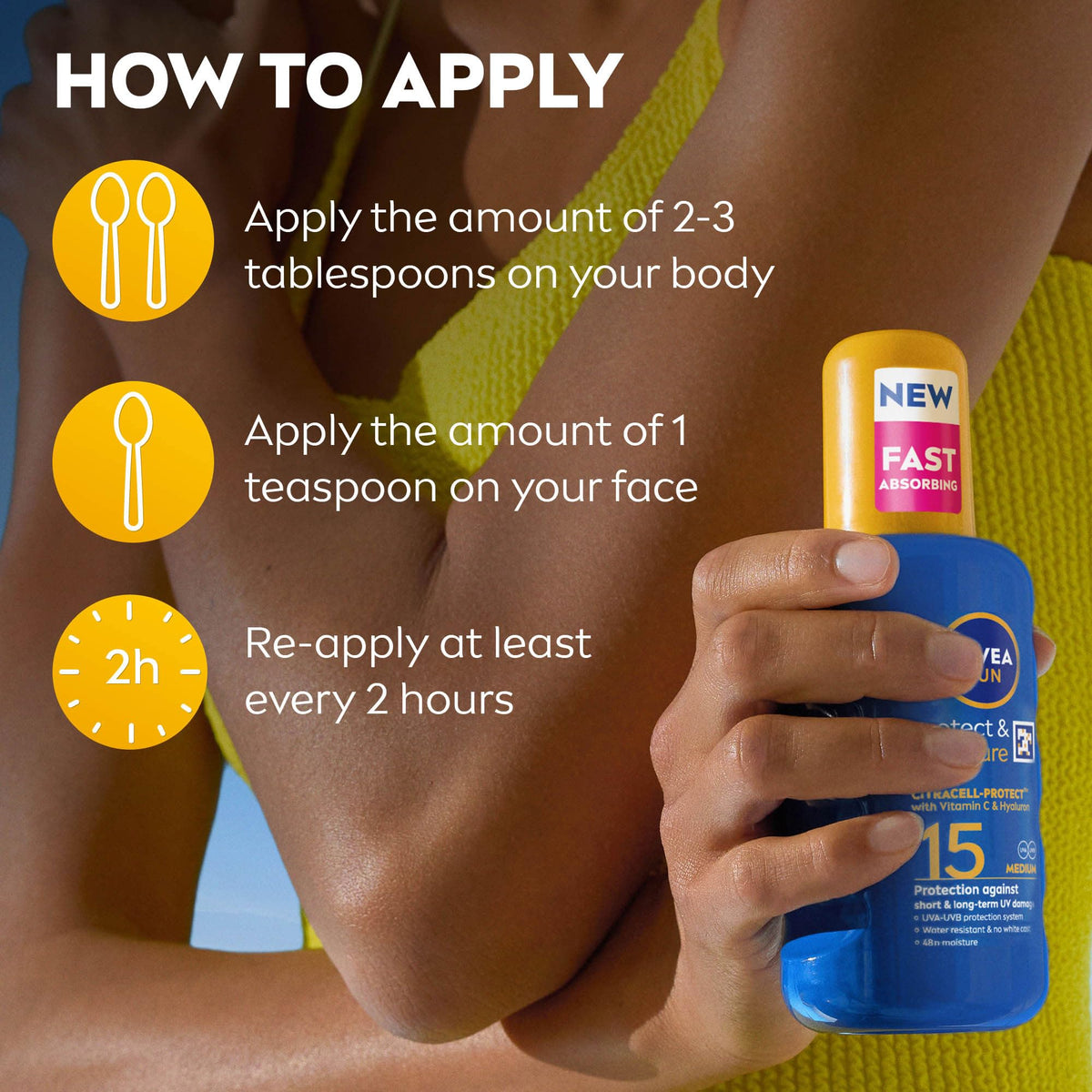 NIVEA SUN Protect & Moisture Sun Spray SPF 50+ (200ml), Moisturising Suncream Spray with SPF 50+, Advanced Sunscreen Providing Immediate, Effective UVA + UVB Protection (Pack of 2)