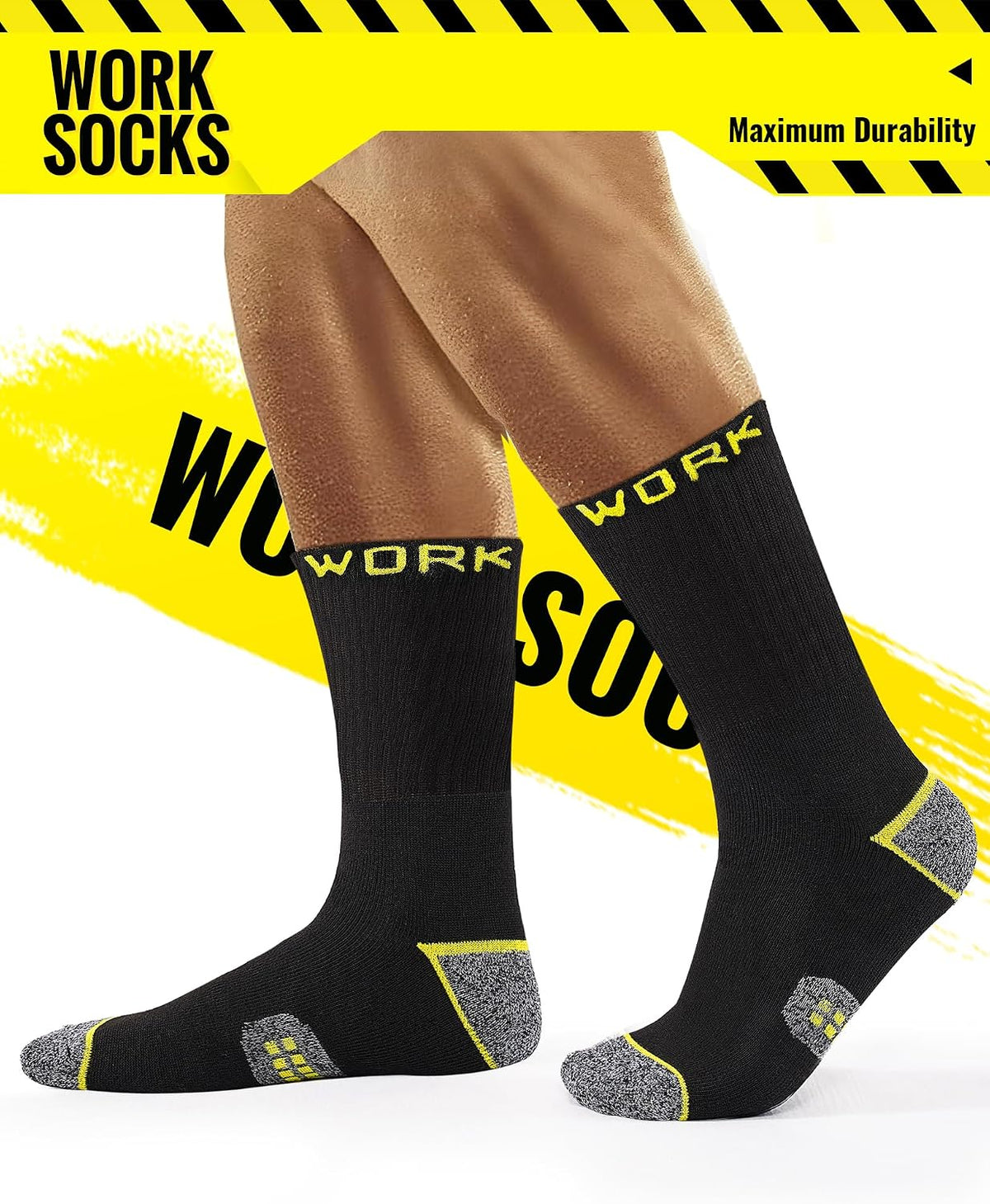 Men's Work Socks Heavy Duty Cushioned Crew Durable 10 Pairs