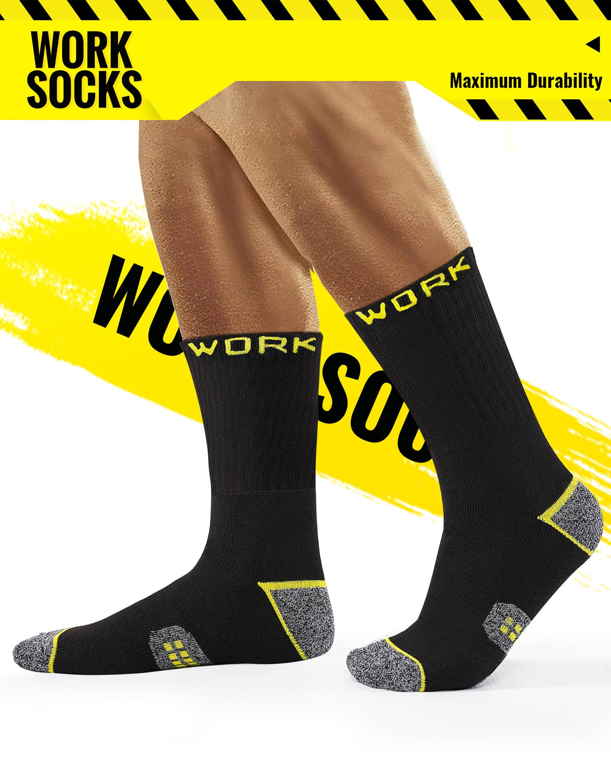 Men's Work Socks Heavy Duty Cushioned Crew Durable 10 Pairs