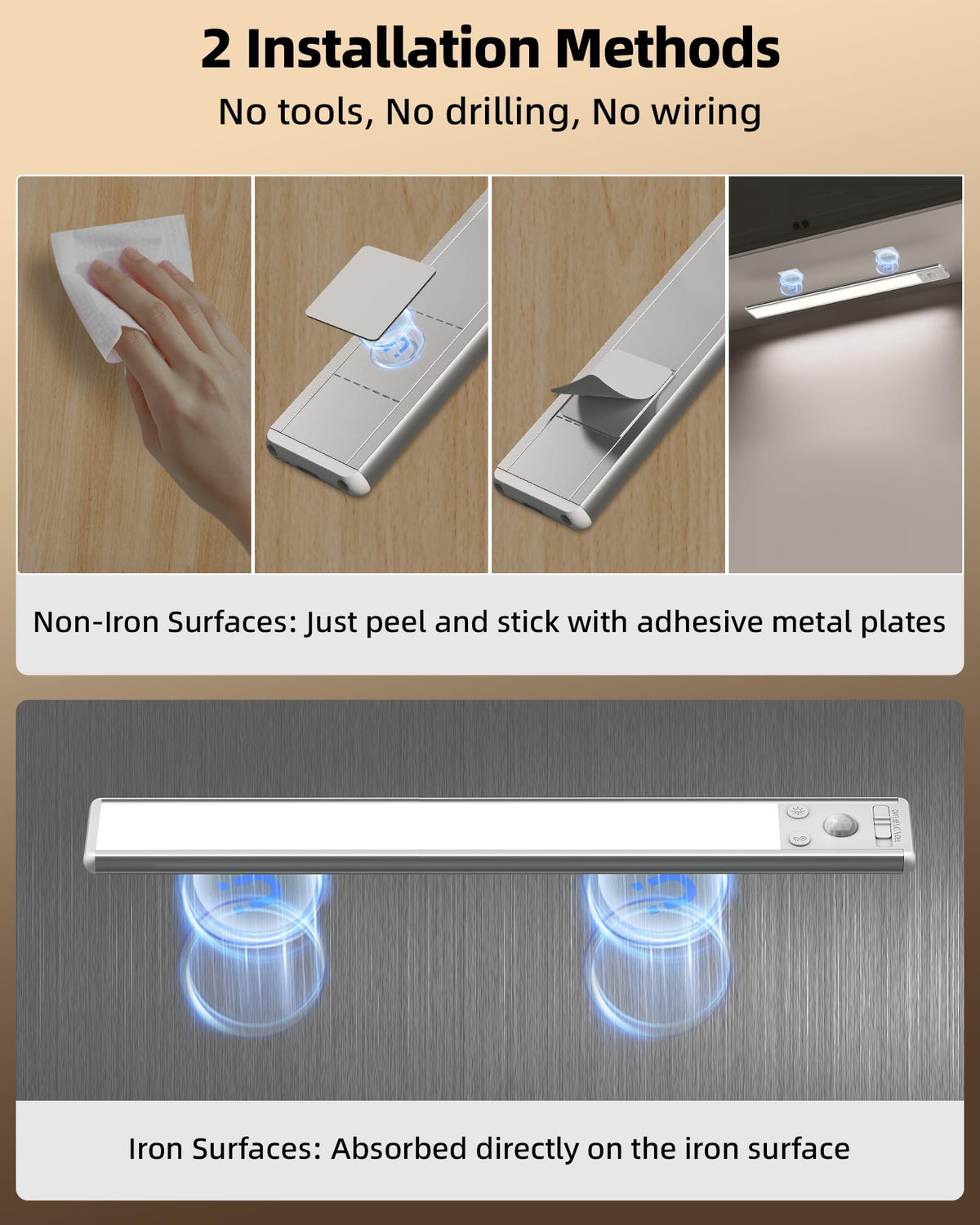 EZVALO Under Cabinet Kitchen Lights, Motion Sensor Lights Indoor 2-Pack