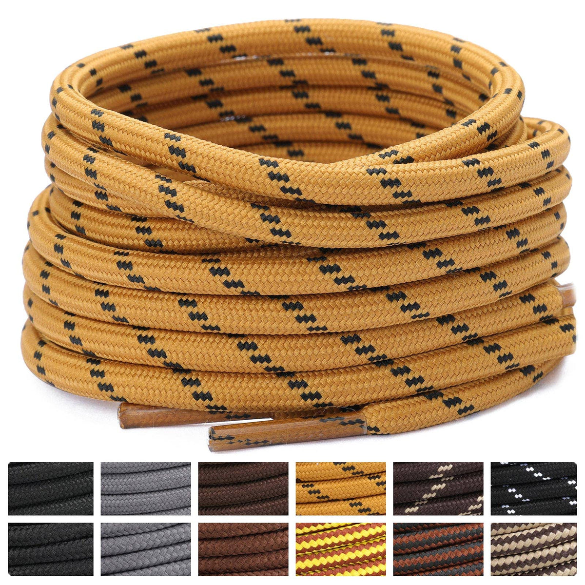 Stepace 2 Pairs Round Heavy Duty Boot Laces for Hiking and Work Boots