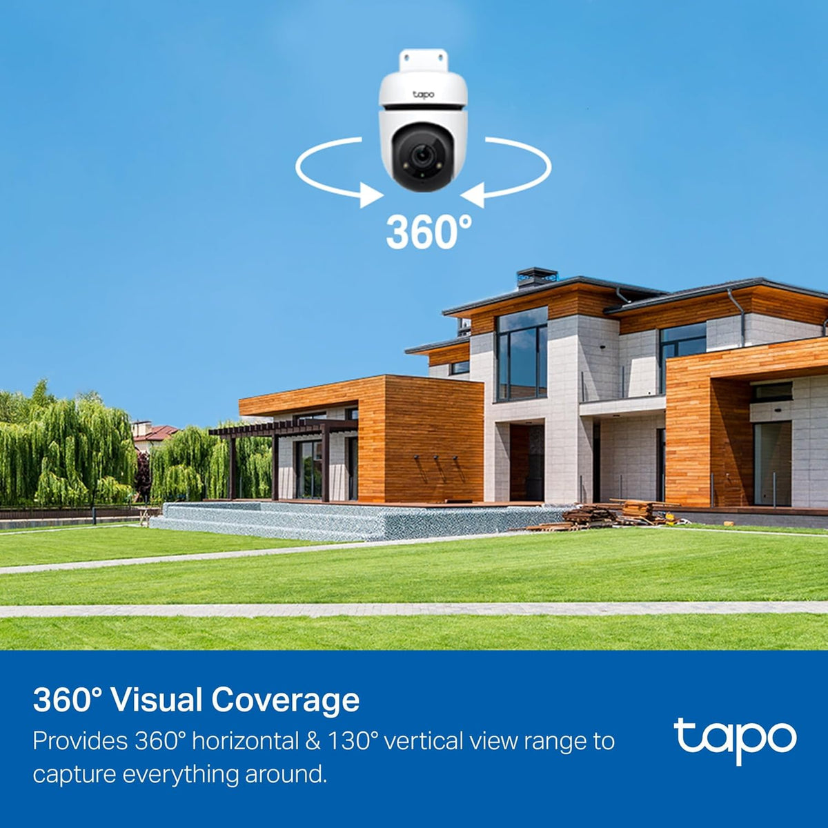 Tapo TP-Link C500 Outdoor Wi-Fi Security Camera, 360° FHD 1080P with Night Vision, Two-Way Audio, Cloud Video Recording, Works with Alexa
