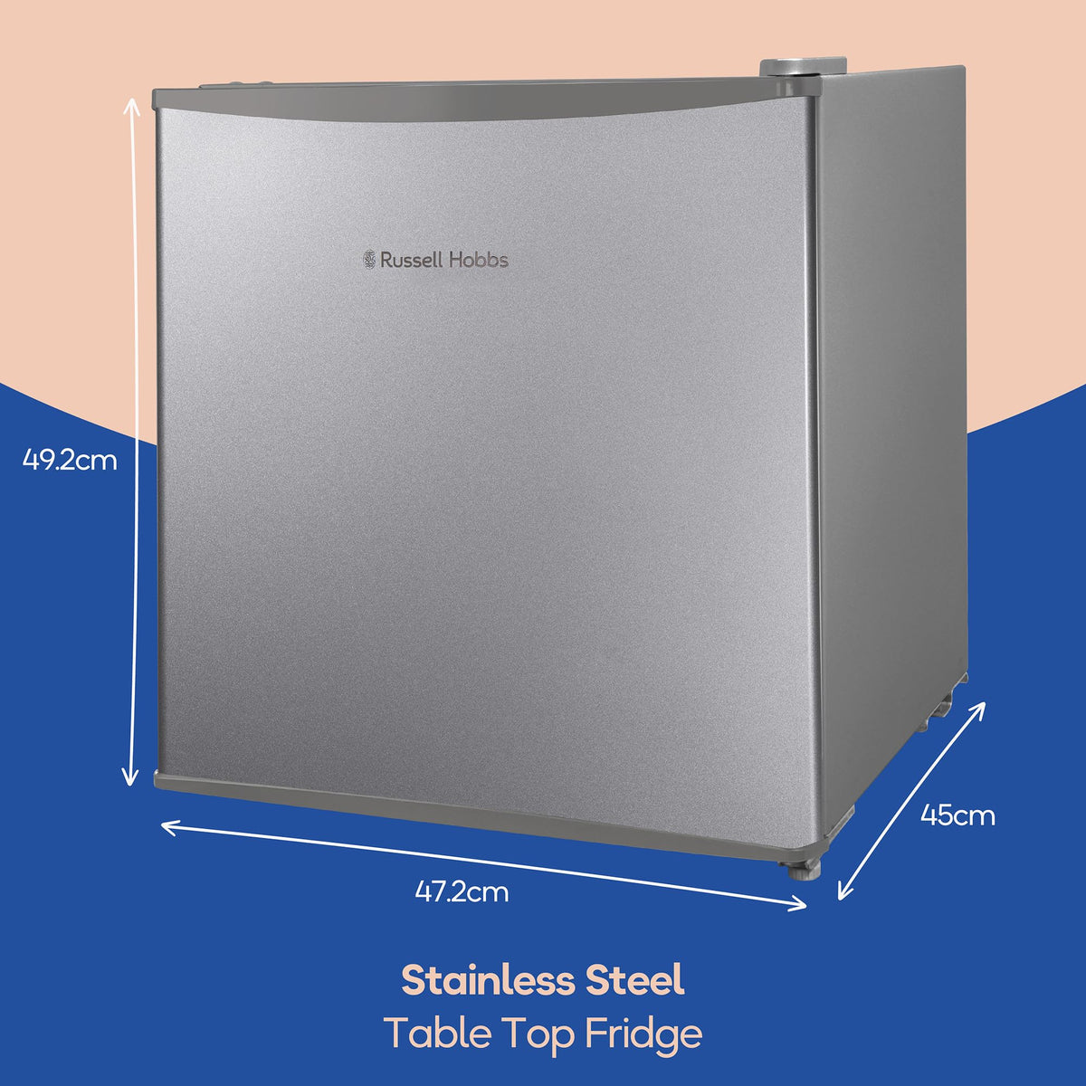 Russell Hobbs Table Top Larder Mini Fridge 43 Litre Capacity, Reversible Door & Adjustable Feet, Small Fridge, Manual Temperature Control, Ice Box, Black RHTTF0E1B