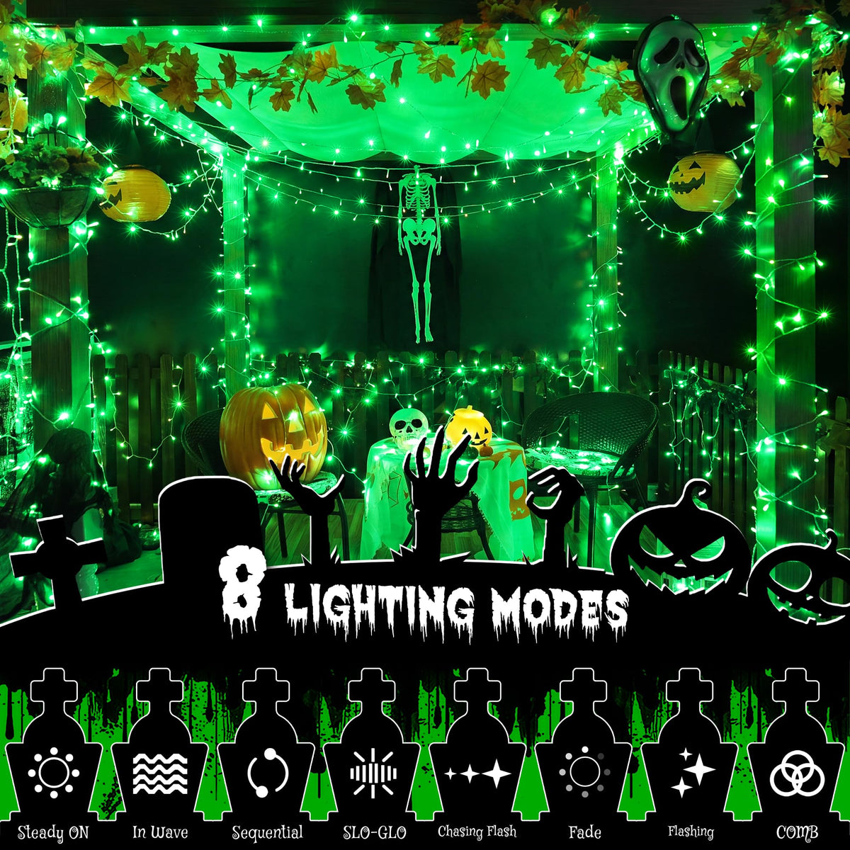 Ollny Fairy Lights Battery Operated, 10m 100 LEDs Bright Battery Powered String Lights, Cool White Outside Christmas Lights Waterproof with 8 Modes/Timer for Indoor Outdoor Bedroom Garden Decorations