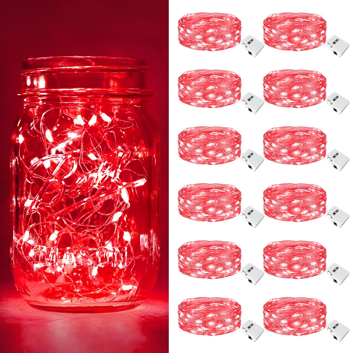 btfarm 12 Pack 3 Modes Fairy Lights Battery Operated, 2M 20LED String Light