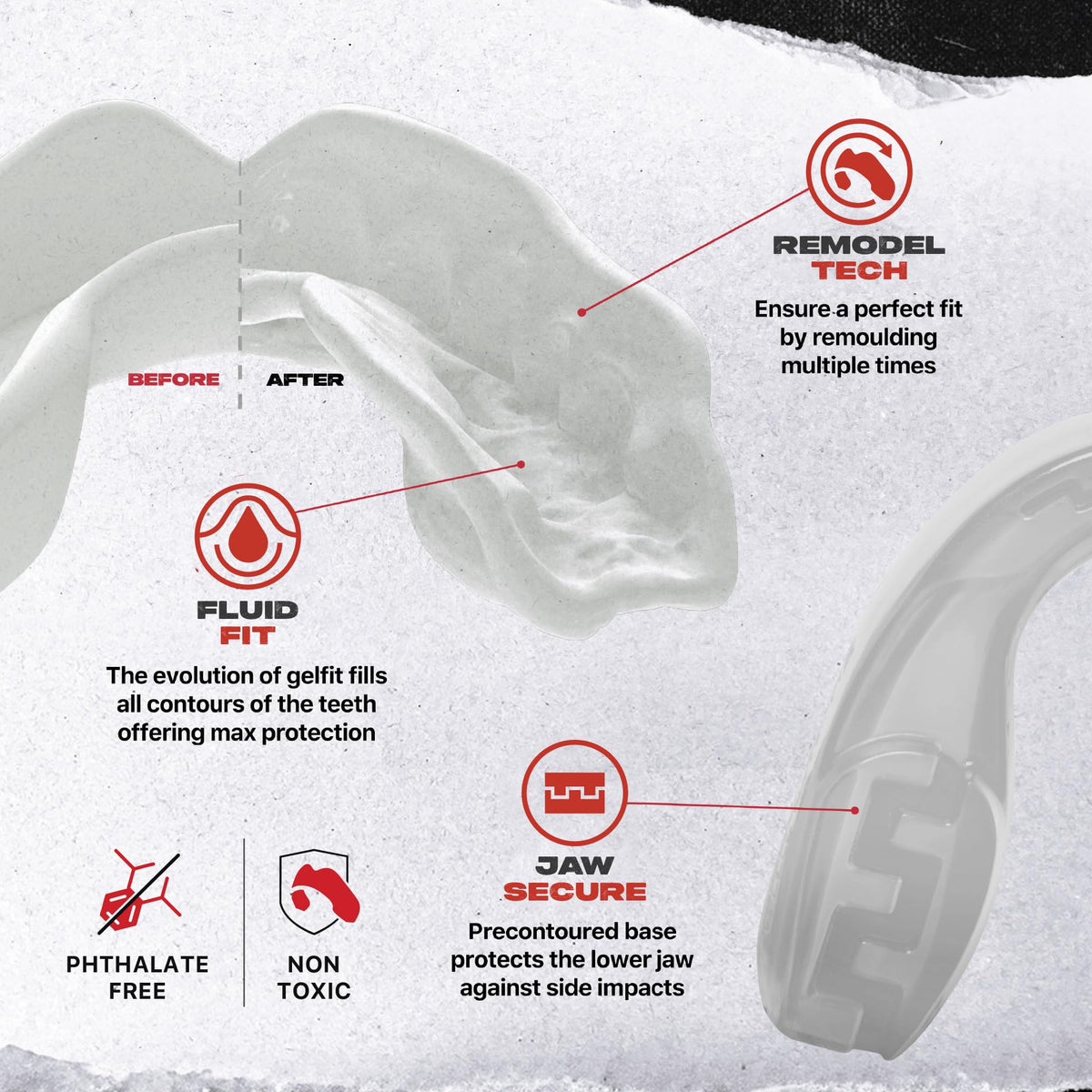 SAFEJAWZ Mouth Guard, Slim Fit Gum Shield for Adult & Junior with Case