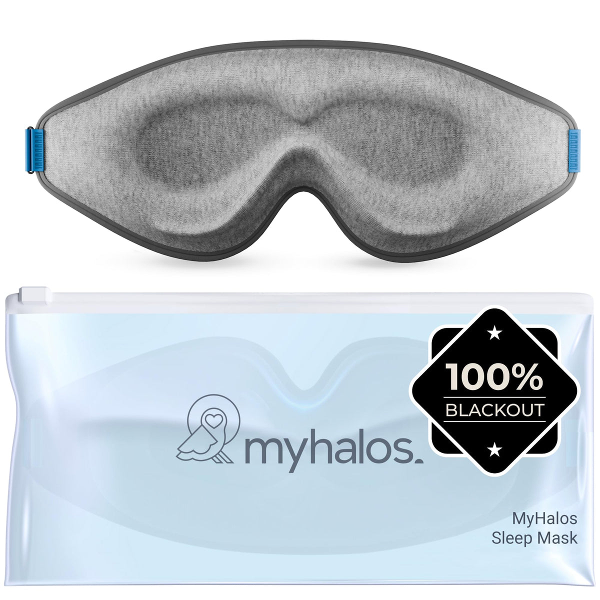 MyHalos Blackout Sleep Mask, Eye Mask for Sleeping, Zero Pressure, Travel