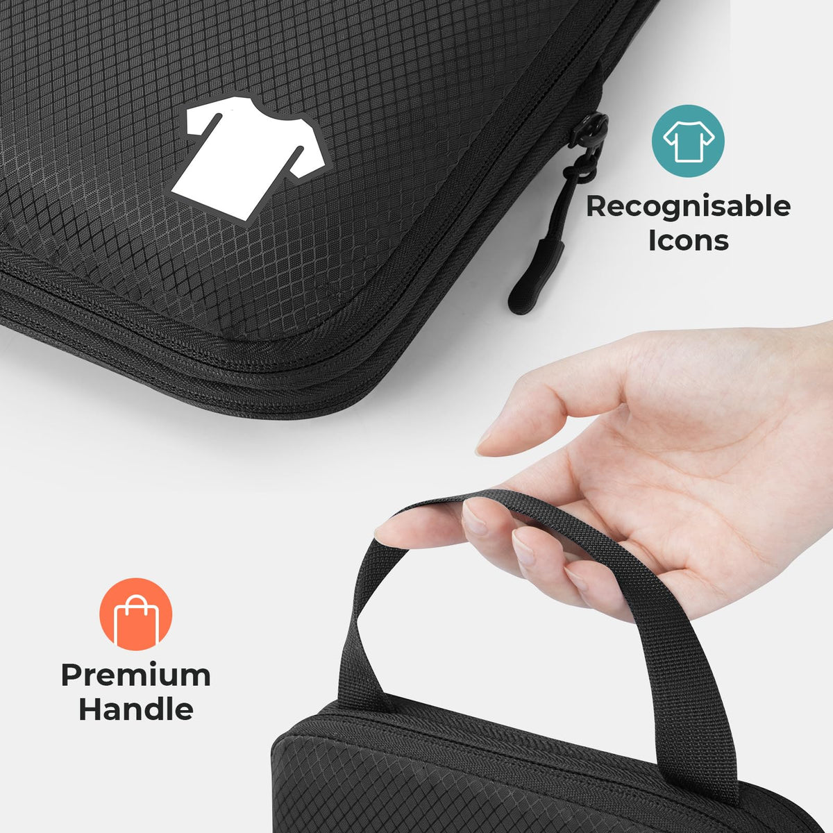 Samfolk Compression Packing Cubes for Suitcases Packing Cubes Compression Set Waterproof Suitcase Organiser Bags for Travel Suitcase Luggage Packing Organizer Bags Travel Essentials Black 8 Set
