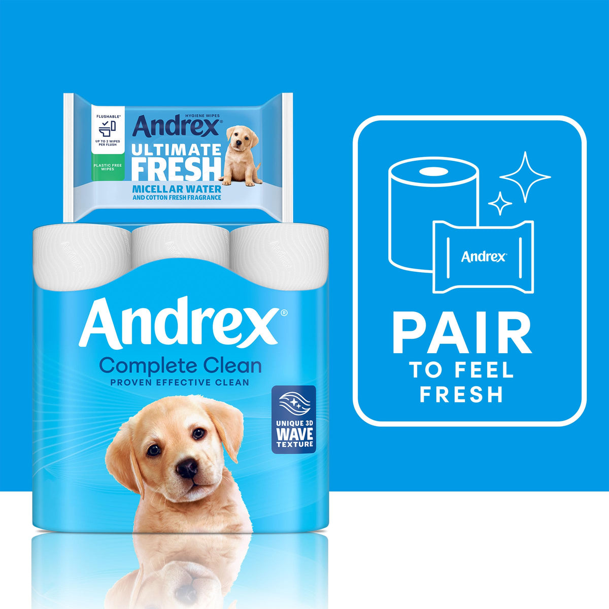 Andrex Ultimate Fresh Washlets, 4-Pack - Gentle, Biodegradable, Flushable Toilet Wipes for Everyday Hygiene