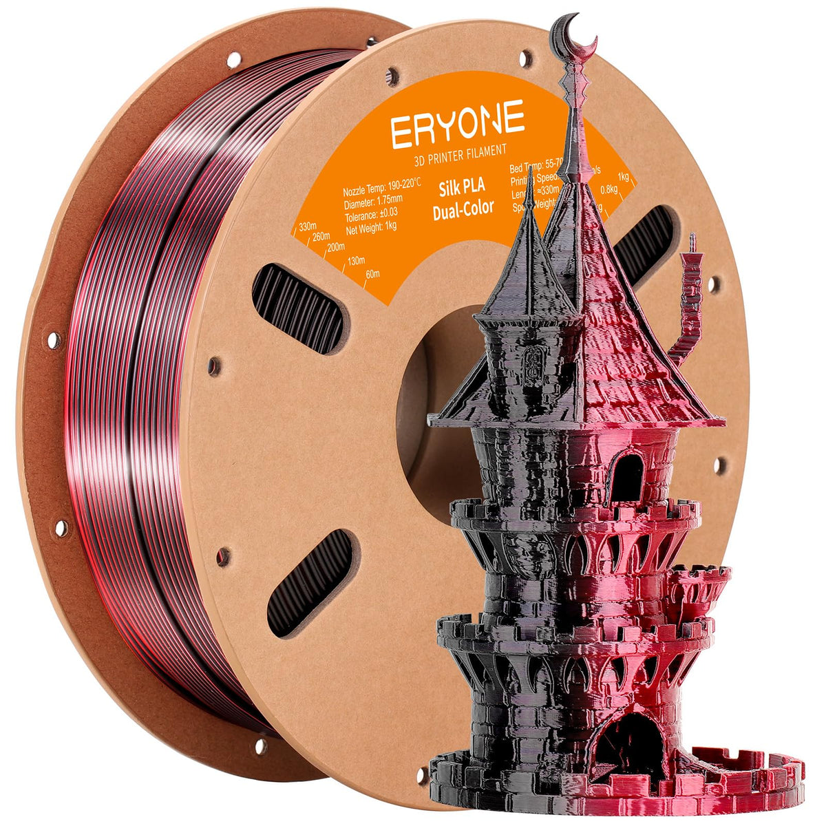 ERYONE Silk PLA Filament 1.75mm,3D Printer Filament PLA,Shiny Glossy PLA Filament,+/-0.03mm,1kg(2.2lbs)/Spool,Silk Liquid Gold