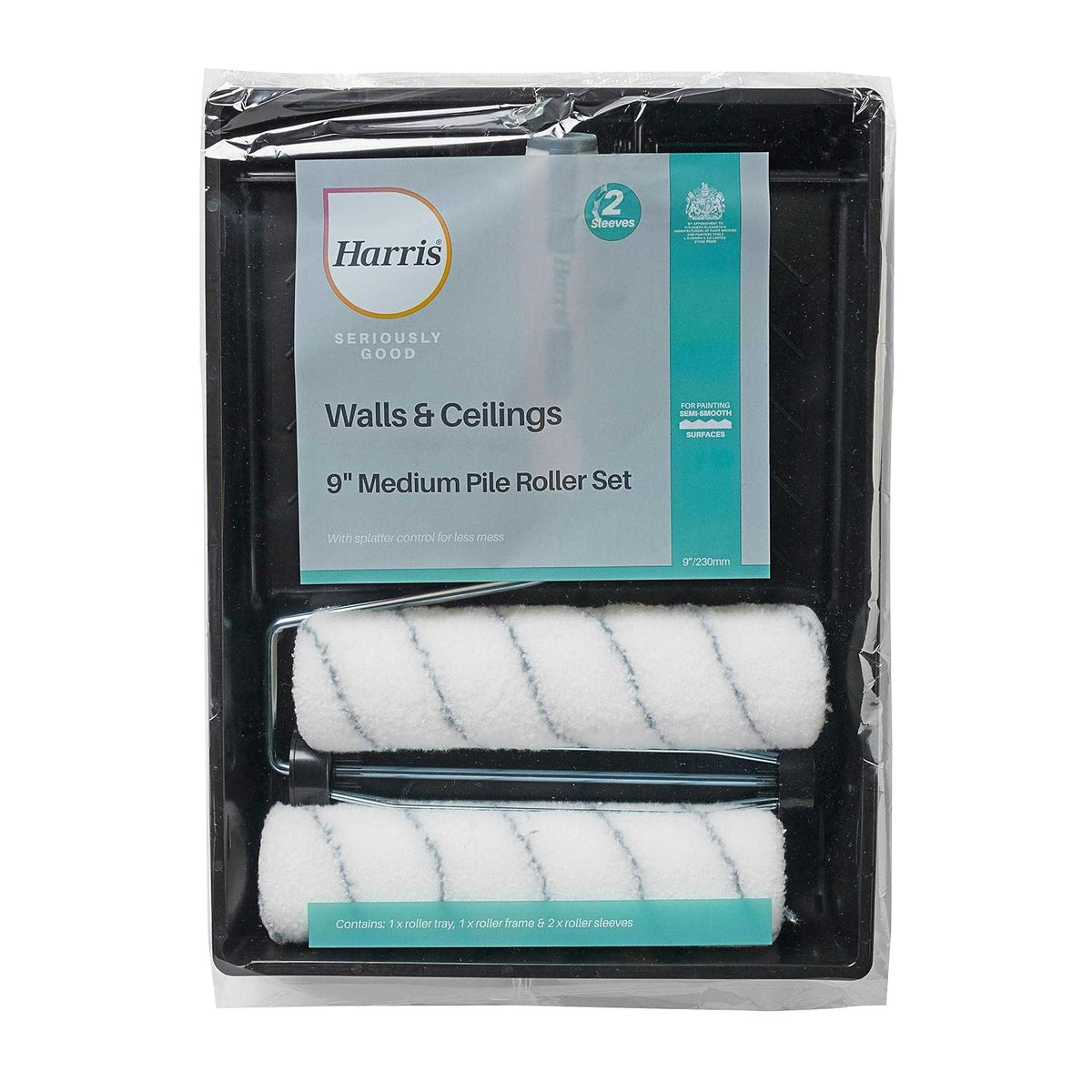 Harris Seriously Good Walls & Ceilings Twin Medium Pile Paint Roller Set with Tray & Frame | 9"