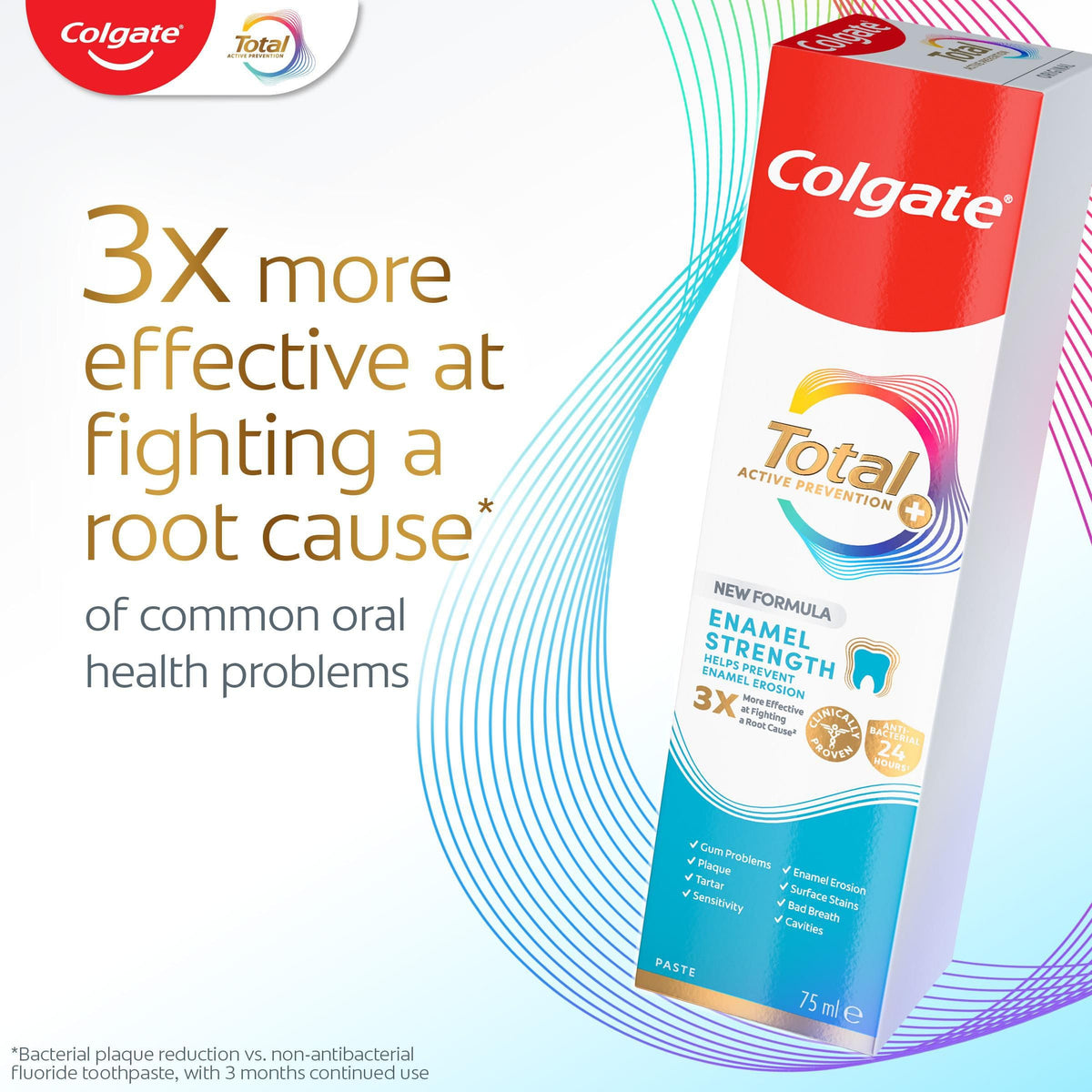 Colgate Total Active Prevention+ Decay + Erosion Defence Toothpaste, 75ml